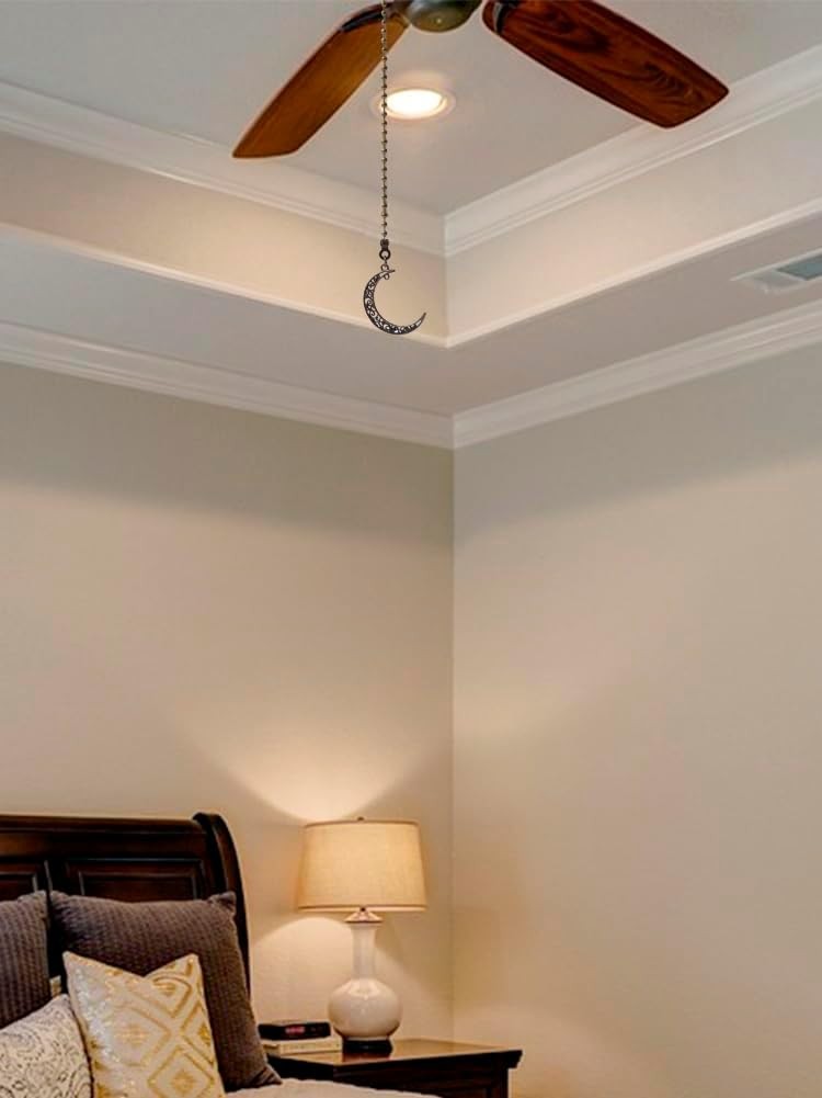 4 Pack Ceiling Fan Pull Chain 12inch Sun & Moon Shaped Ornaments Cord Extension gallery