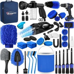 Kit De Limpieza Microfibra 45 Pcs Para Carros Interior y Exterior Con Aspiradora