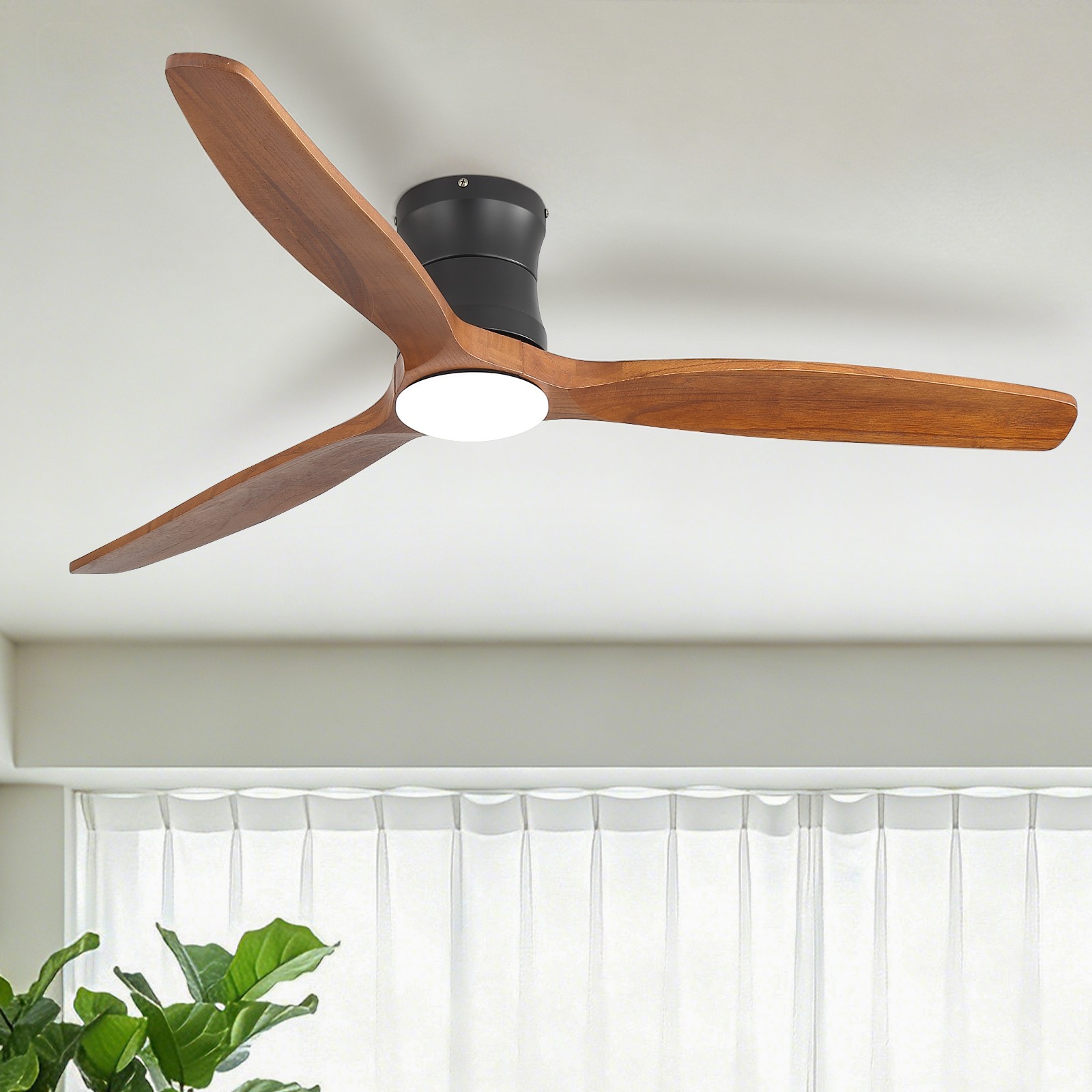 Low Profile Ceiling Fan with Light & Remote Control & 3 Wood Blade 3CCT Dimmable gallery