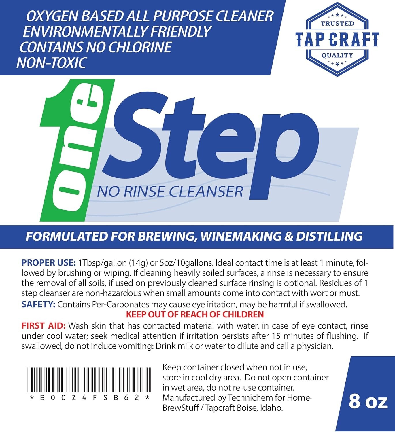 One Step 8oz No Rinse Cleaner - For Home Brewing Beer and Wine Making gallery