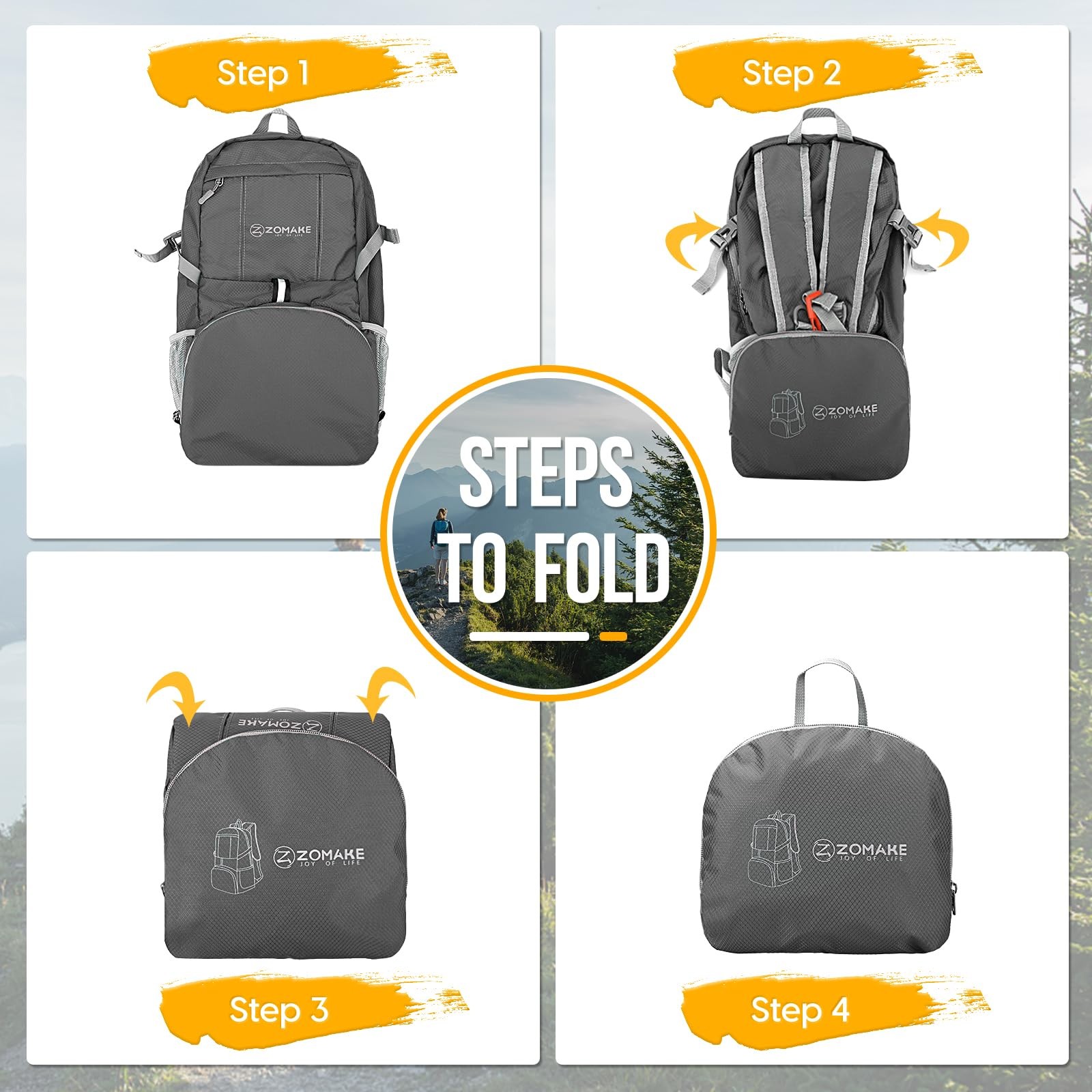 Lightweight Packable 35L Backpack, Water Resistant Collapsible Hiking Day Pack 4