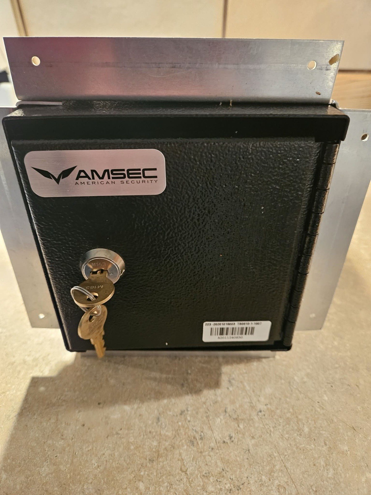 AMSEC TB0610 Wall Safe Key Lock, Black Metal Textured, 2 Keys, Surface Mount gallery