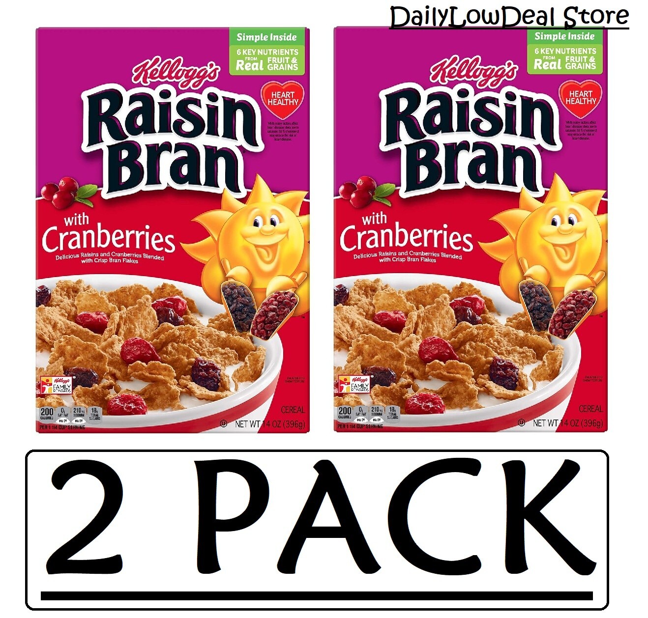 2 PACK - Kellogg's Raisin Bran with Cranberries Cereal 13.6 oz (Total 27.2 oz) gallery