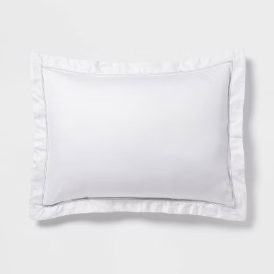 Threshold Comforter Set Cotton Sateen Luxe Solid, White/Light Gray, Full/Queen gallery