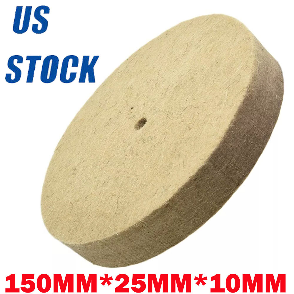 6Inch Wool Felt Polishing Wheel Buffing Pad Metal Burnishing Disc 3/8" Arbor NEW
