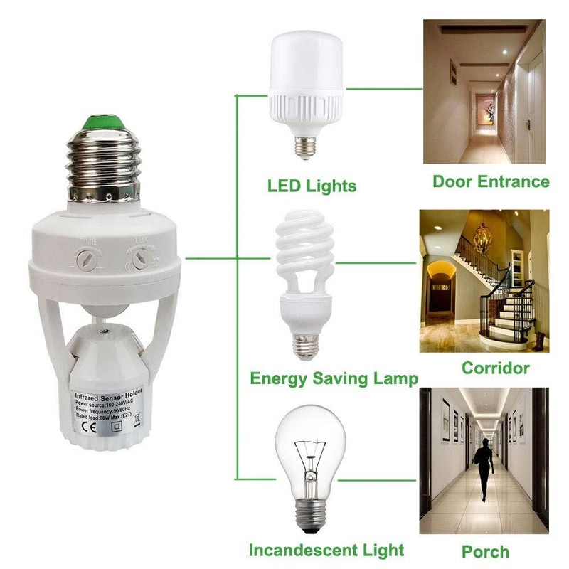 Infrared PIR Motion Sensor E27 LED Light Lamp Bulb Holder Socket Switch 110/220V gallery