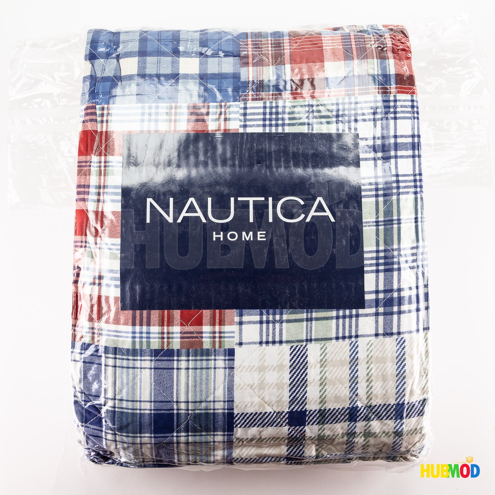 Nautica Home Queen/Full Plaid Patchwork Quilt Shams Set Reversible Lightweight gallery