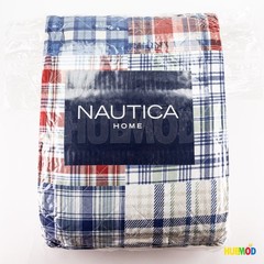 Nautica Home Queen/Full Plaid Patchwork Quilt Shams Set Reversible Lightweight