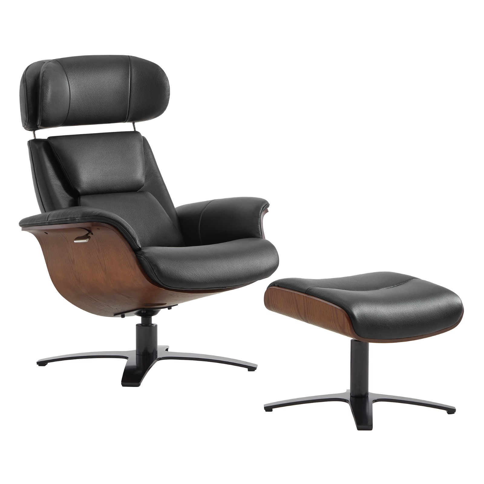 CHITA Genuine Leather Reclining SwivelChair with Adjustable Headrest and Ottoman gallery