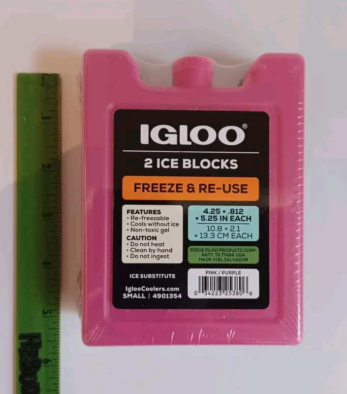 Igloo Refreezable Ice Block Two - 2pk Small Blue/Green Pink/Purple Sealed New gallery