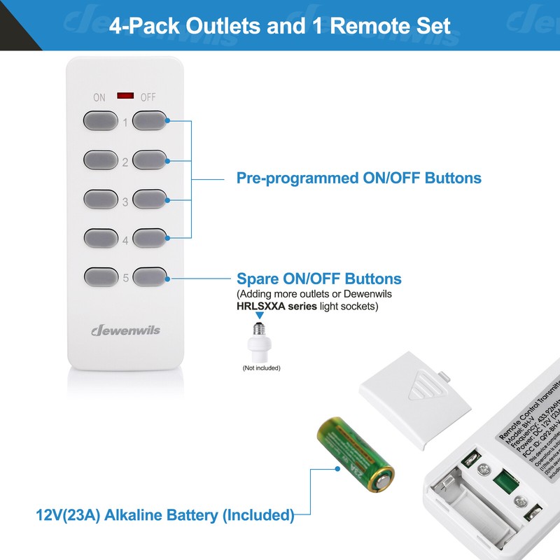 DEWENWILS Remote Control Outlet Plug Wireless On Off Power Switch White gallery