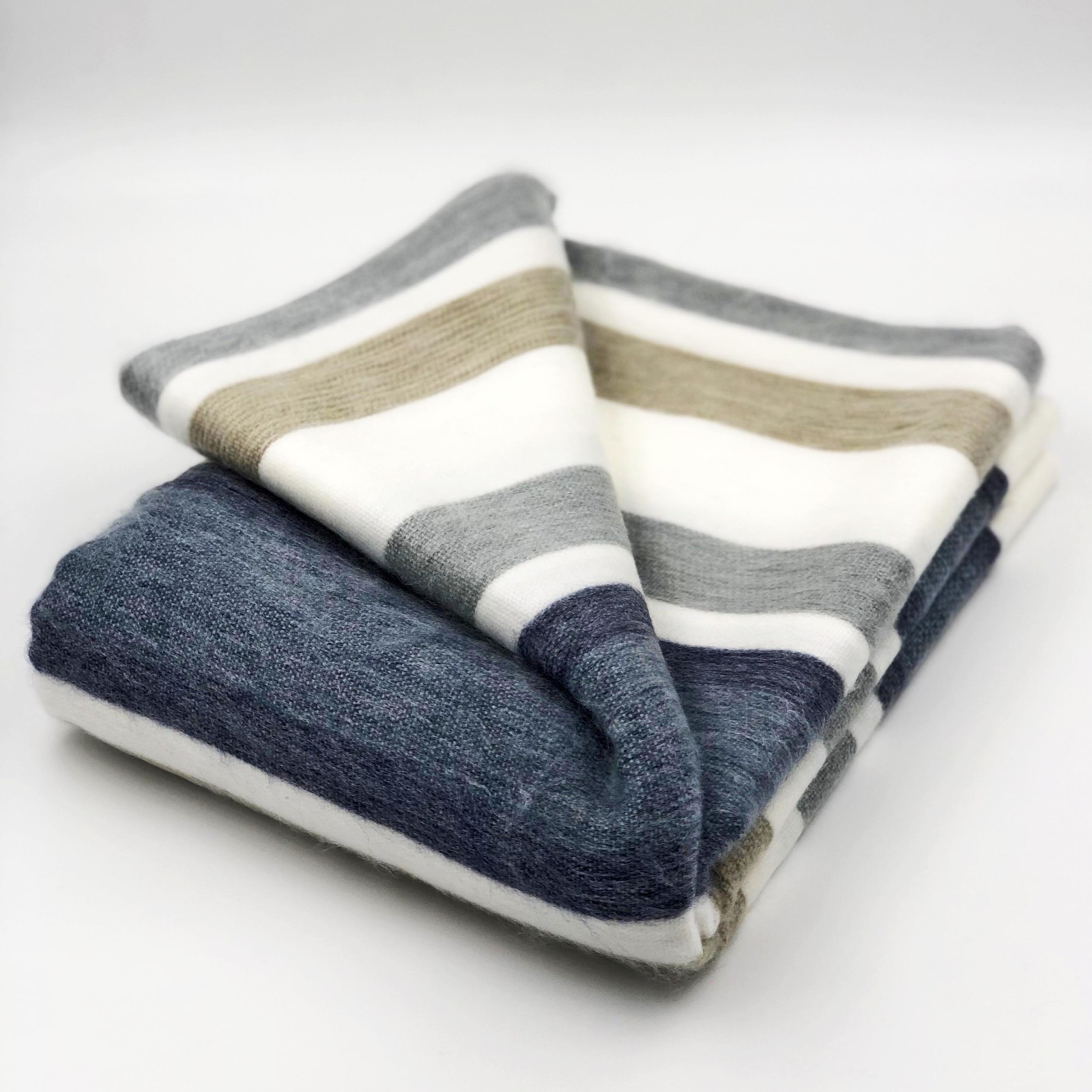 SOFT & WARM STRIPED ALPACA LLAMA WOOL BLANKET PLAID QUEEN THROW 90"x65" gallery