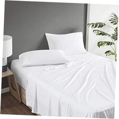 100% Rayon (from Bamboo) Bed Sheets Set, Breathable, Full White Sheet Set