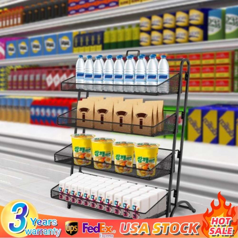 4 Tiers Retail Display Shelf Grocery Snack Rack Storage Stand Store Display Rack gallery
