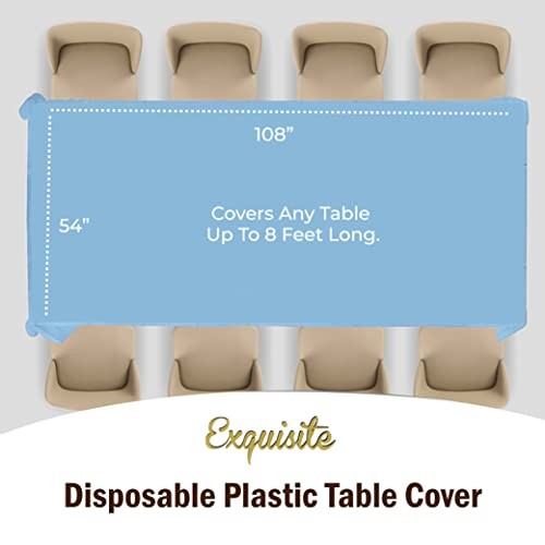 Exquisite 6-Pack Premium Plastic Tablecloth 54in. X108in. Rectangle Light Blue gallery