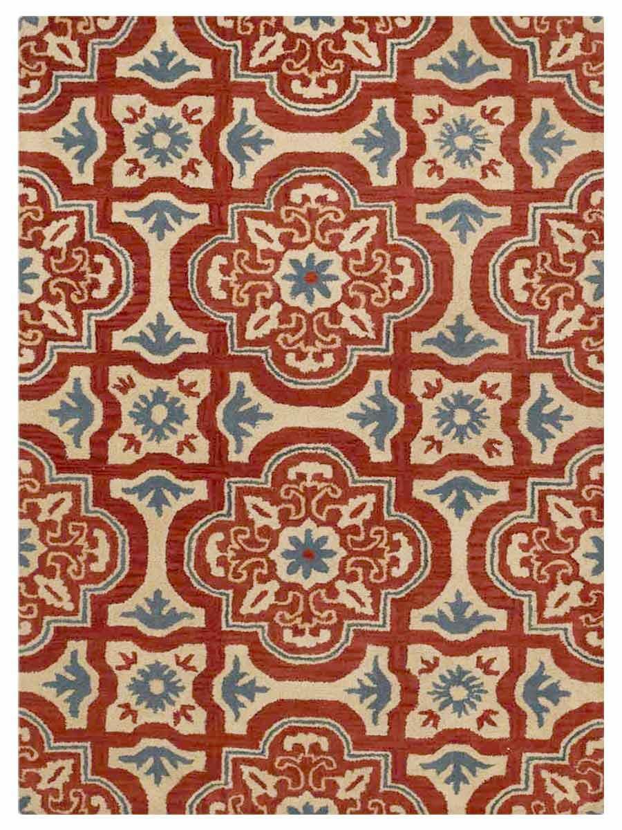 Eco-Friendly Hand Tufted Wool Area Rug Floral Red Beige BBH Homes BBK00230 gallery