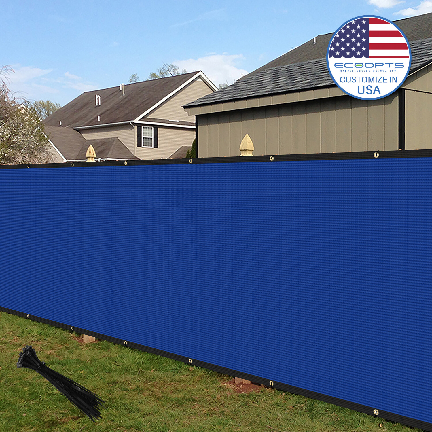 5ft Blue Privacy Fence Screen Heavy Duty 180GSM Mesh Net Cover Custom Length gallery