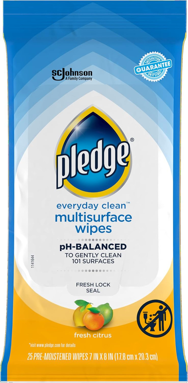 Pledge Multisurface Cleaning Wipes, pH Balanced, Fresh Citrus, 25 Count gallery