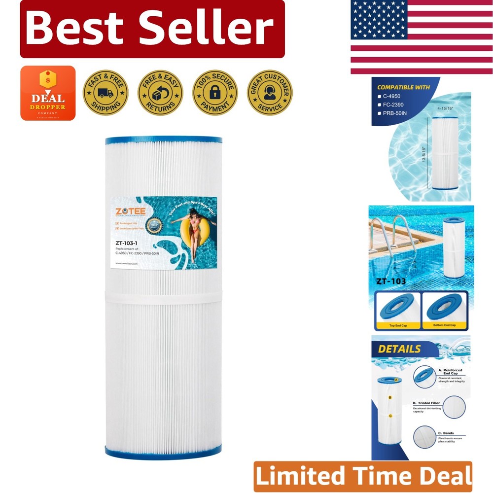 High-Efficiency Hot Tub Filter - Durable Trilobal Fabric, 50 sq.ft Filtration