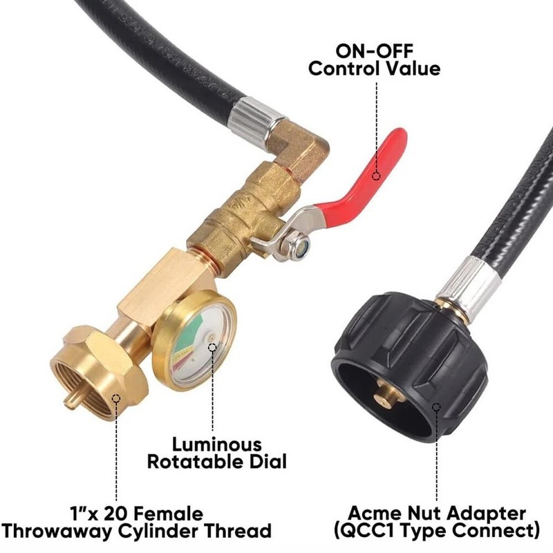 4FT Propane Adapter Refill Adapter Hose, Universal QCC1/Type 1 with Propane Gaug gallery