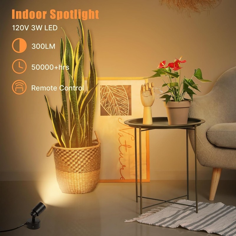 1 Pack Dimmable Spot Lights Indoor, Uplighting Indoor Spotlight with Timer an... gallery