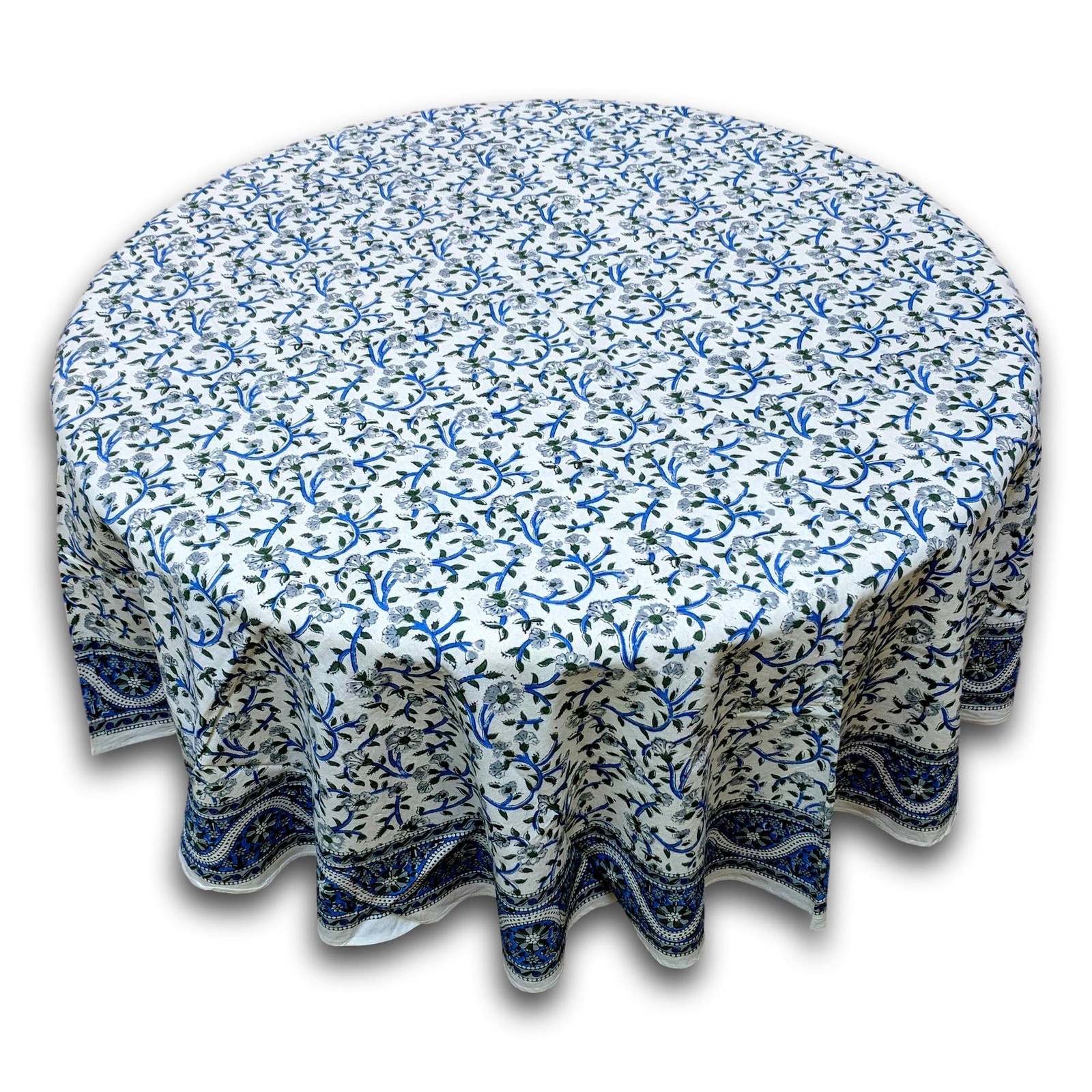 India Arts Hand Block Print Floral Tablecloth Round Cotton Table Linen Beach She gallery