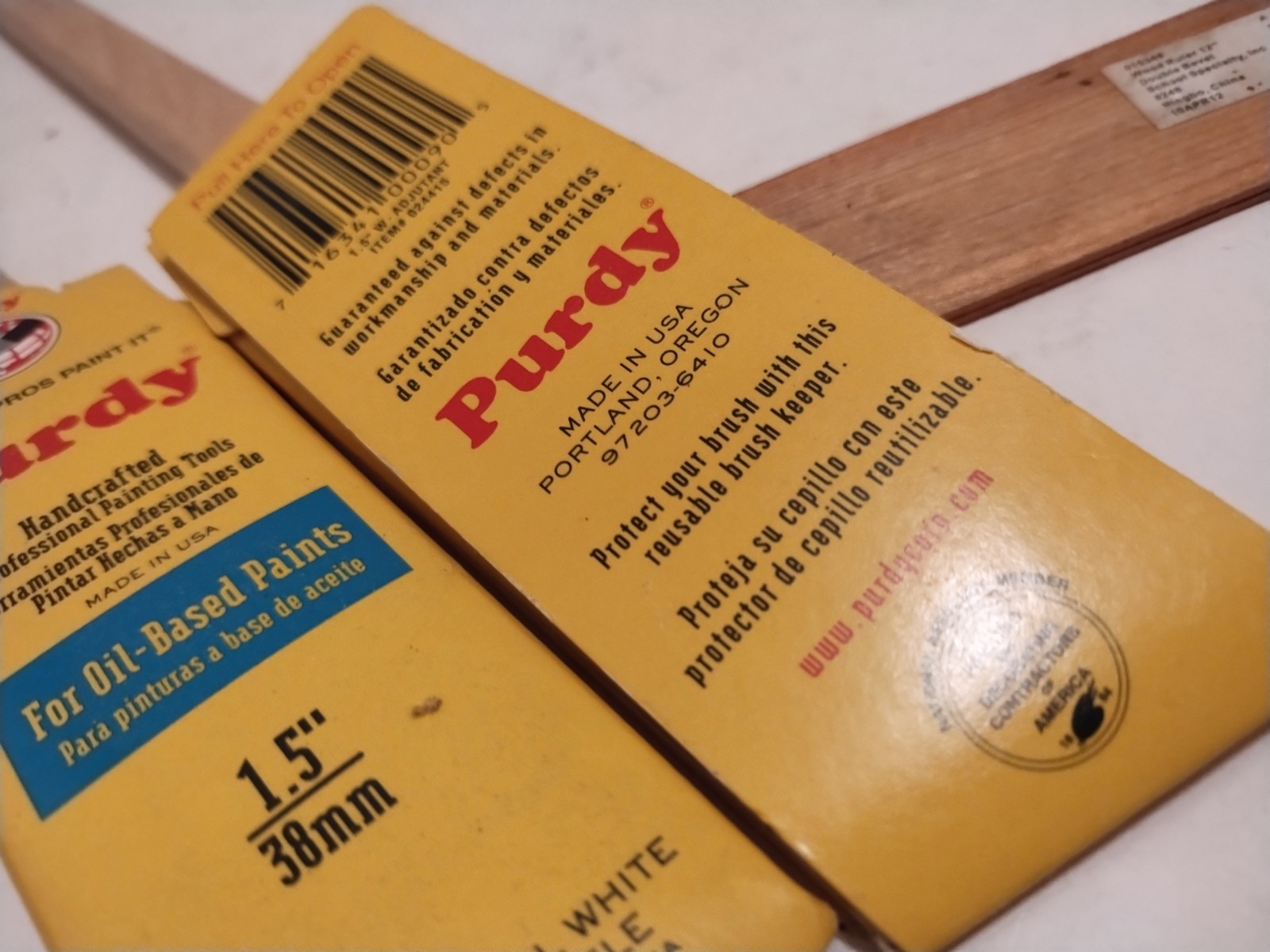 Purdy 1.5" Angled Soft Nylon Brush for Latex Paint, Wood Handle (Lot Of 2) gallery