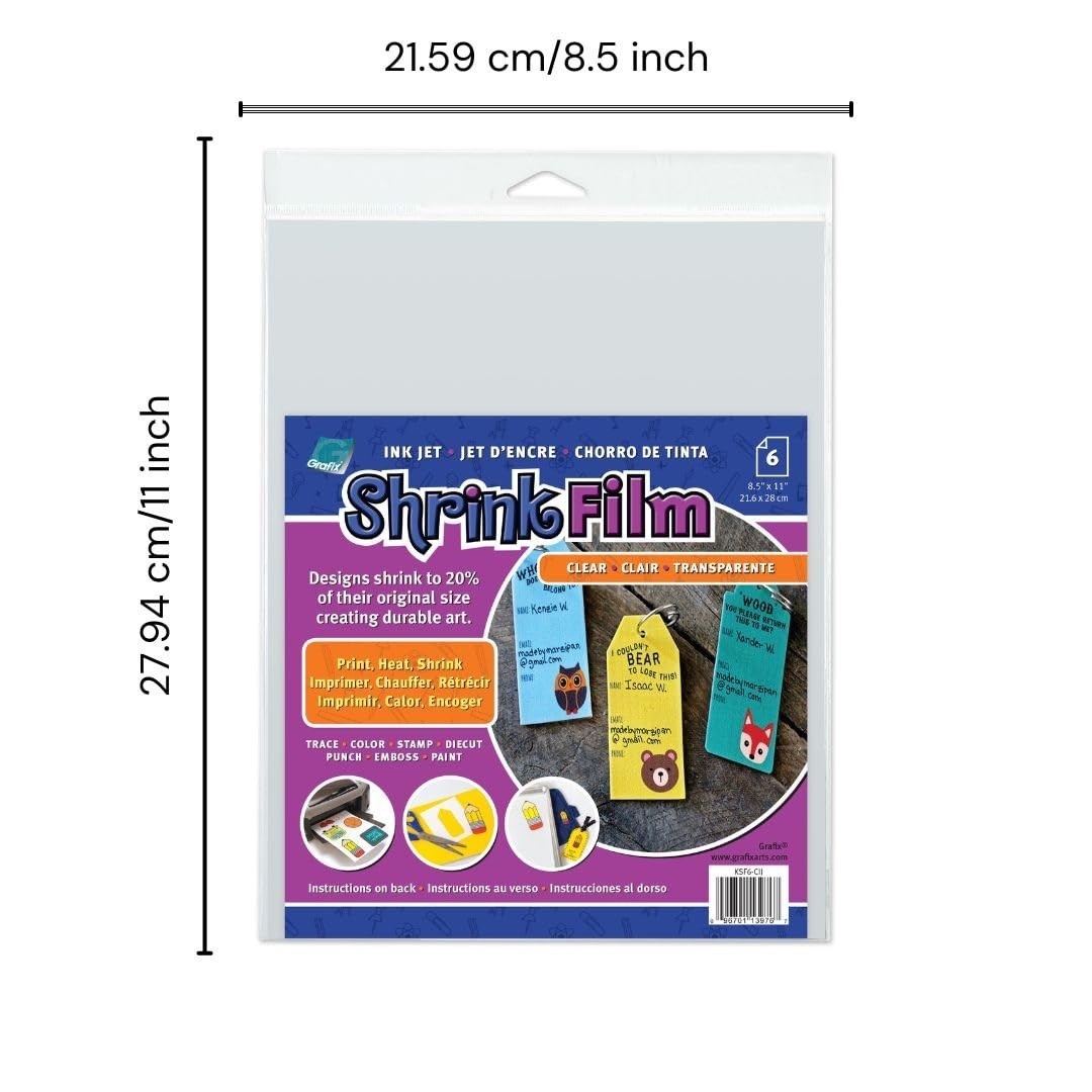 Grafix Ink-Jet Printable Clear Transparent Shrink Film - 8.5X11 Print Cut And gallery