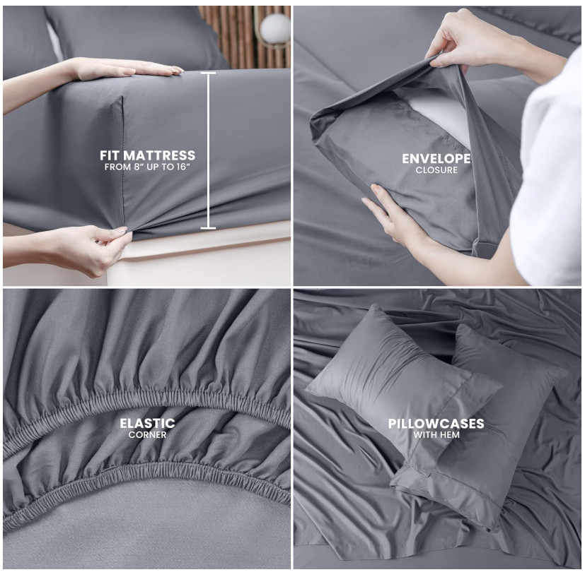 KING Microfiber 4 Piece Bed Sheet Set with Pillowcases Utopia Bedding NEW gallery