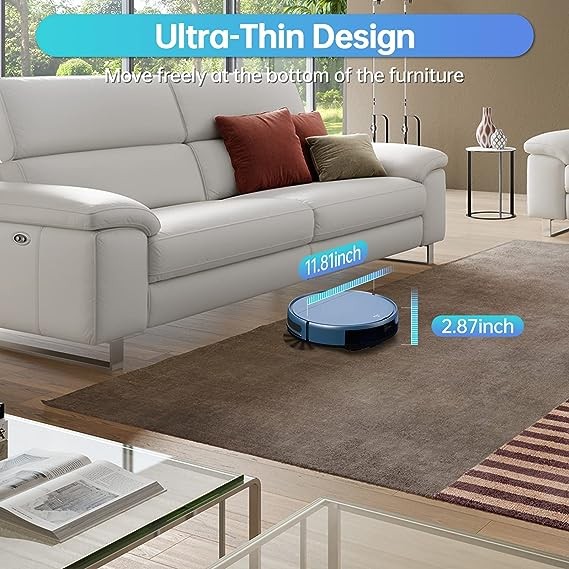 ZCWA Robot Vacuum Cleaner Robotic Vacuum and Mop Combo Compatible BR151 - Blue gallery