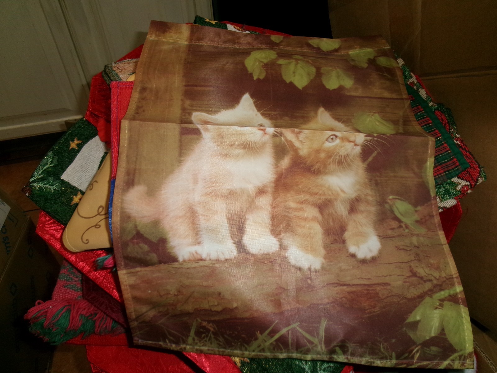 KITTENS KITTY CATS ON A LOG BANNER OR FLAG gallery