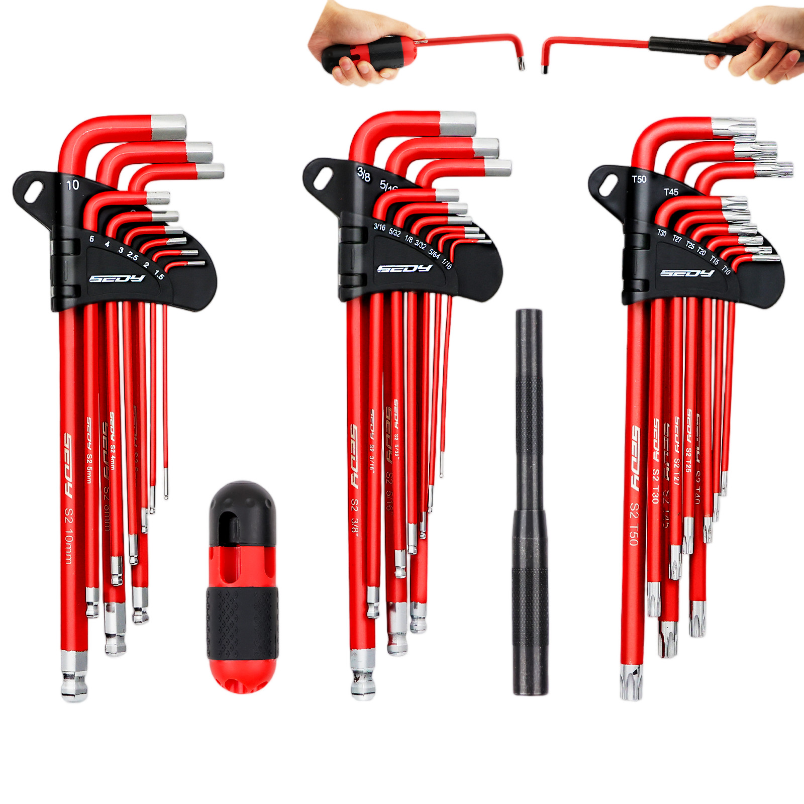 30PC L-Hex Torx Key Set Ball End Allen Wrench Grip Handle Extension Bar S2 Steel gallery
