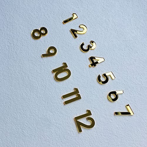 12 Pcs Arabic Mirrored Acrylic Numerals for a Wall Clock () Mirror Gold gallery