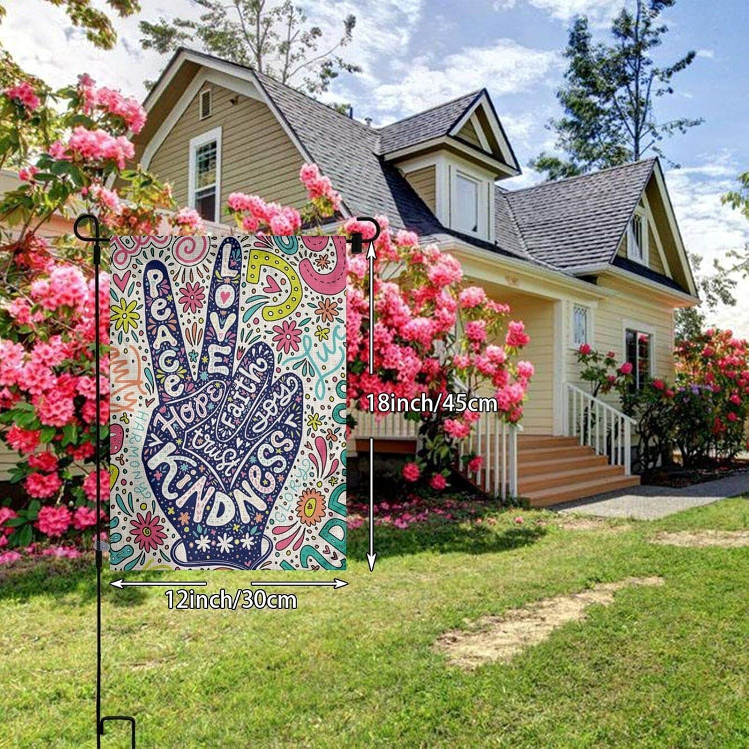 Kindness Peace Equality Love Inclusion Hope Diversity Flower Colorful Sign Burla gallery
