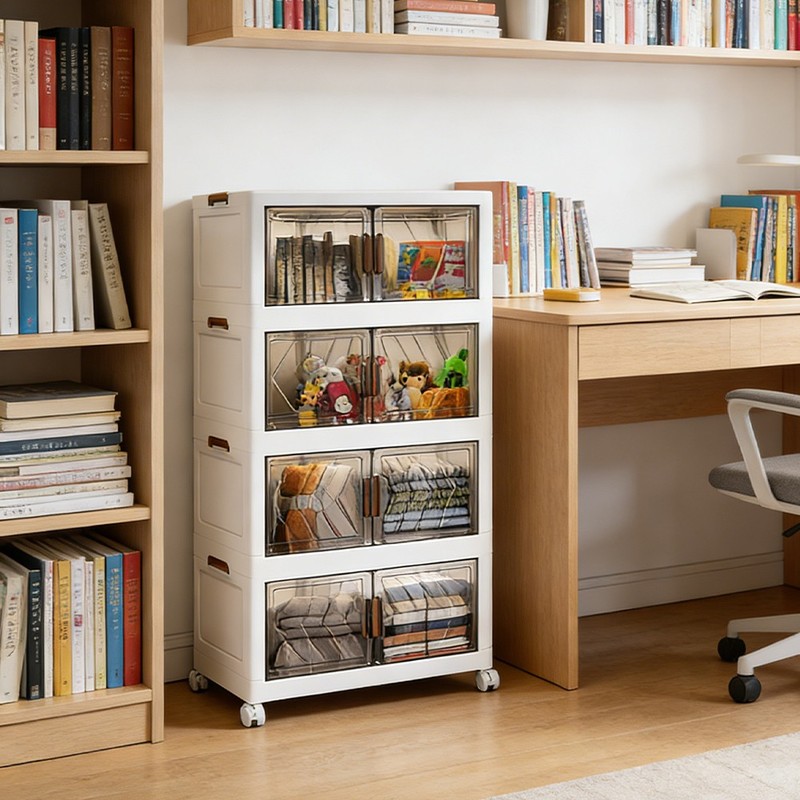 Foldable Storage Bins with Wheels, Stackable Storage Bins with Doors and Lids gallery