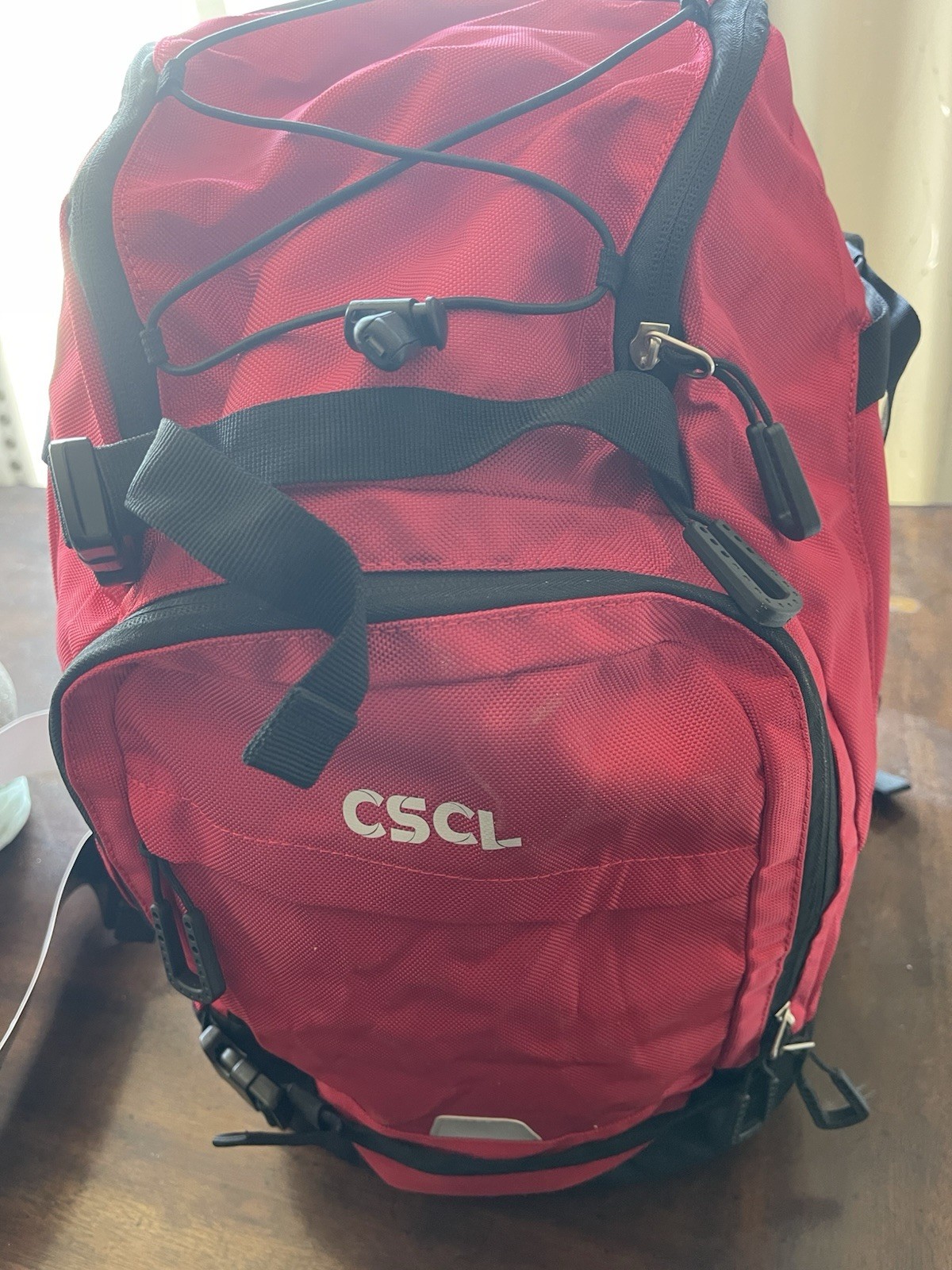 CSCL Red Black Hiking Backpack Zipper Buckle Adjustable Straps Padded Back 2