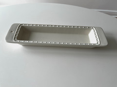 NORA FLEMING Pearl Dot Stoneware : Rectangle Cracker / Olive Tray Dish