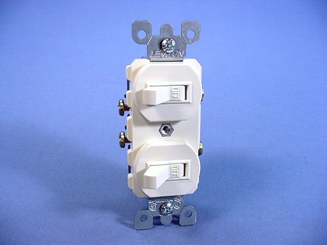 Cooper Almond Double Toggle Duplex Wall Light Switch 15A Single Pole 271A gallery