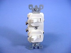Cooper Almond Double Toggle Duplex Wall Light Switch 15A Single Pole 271A