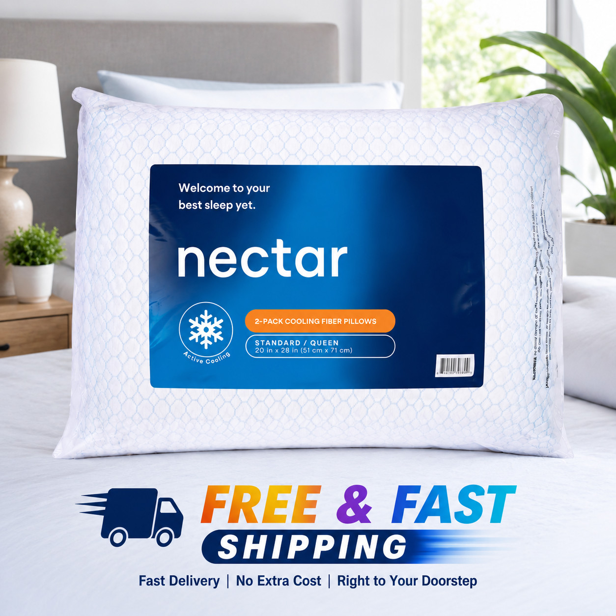 Nectar 2-Pack Cooling Down Alternative Microfiber Pillows, Standard/Queen Size gallery