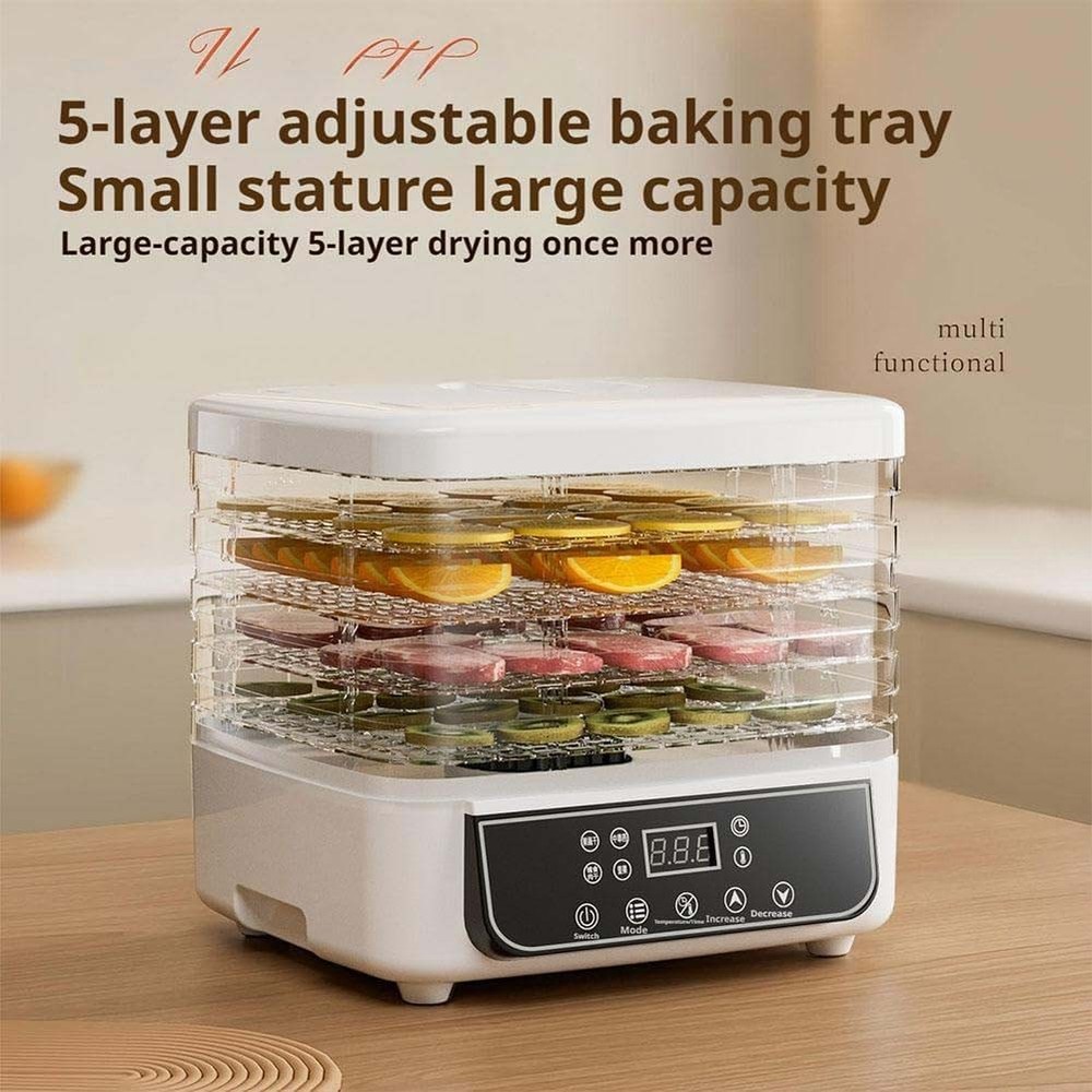 5 Trays Food Dehydrator Machine Stackable Fruit Dryer Adjustable Temperature