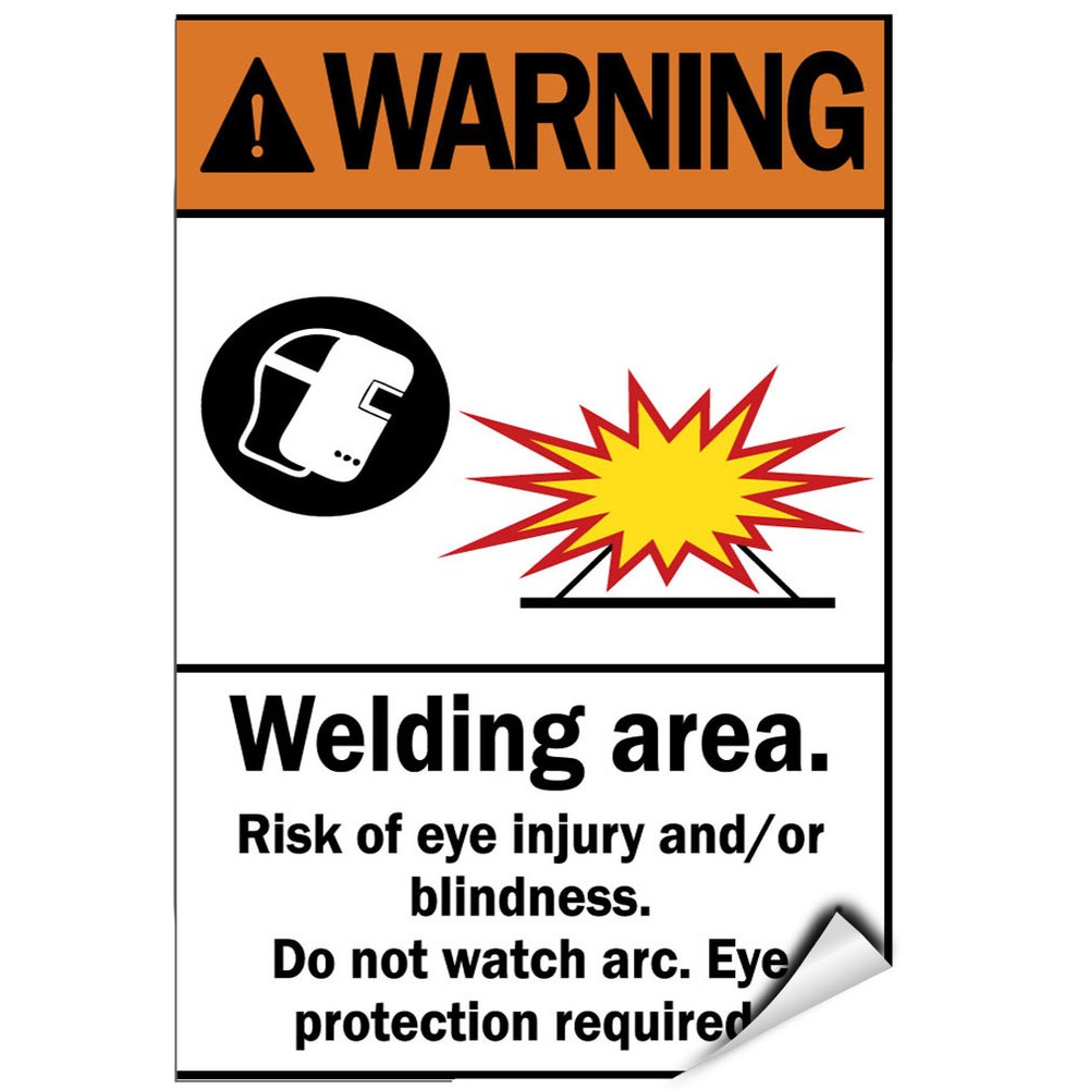 Warning Eye Protection Required Welding Area Risk Eye Injury LABEL DECAL STICKER