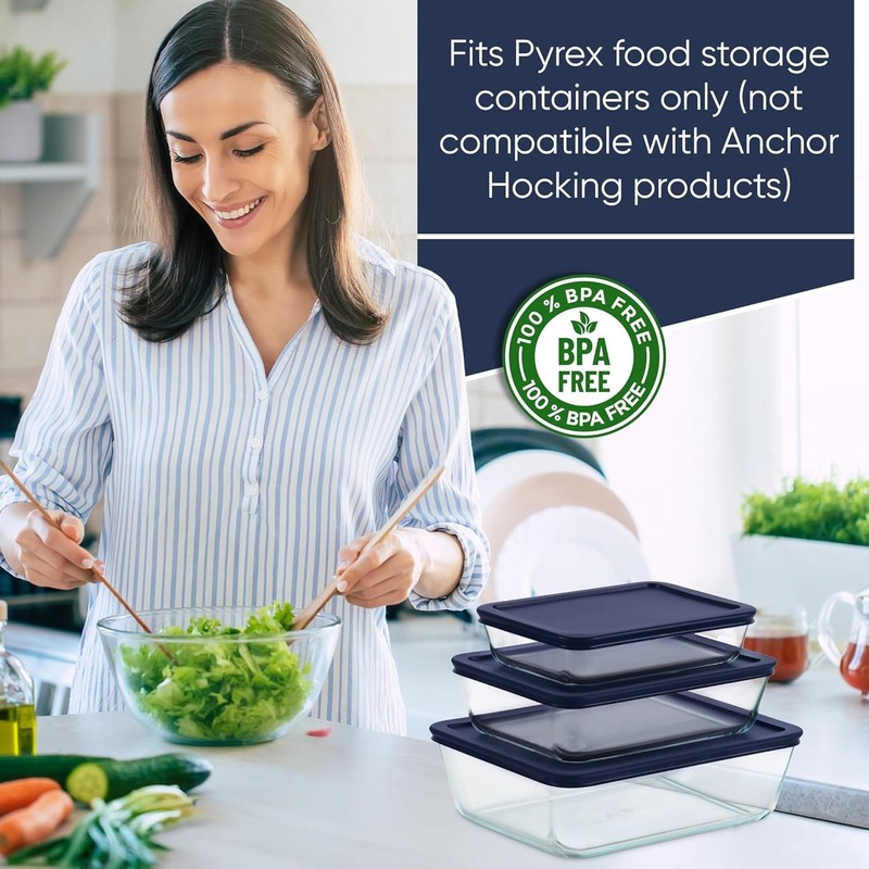 Replacement Rectangular Lids for Pyrex Glass Food Storage Containers 3 6 11 CUP gallery