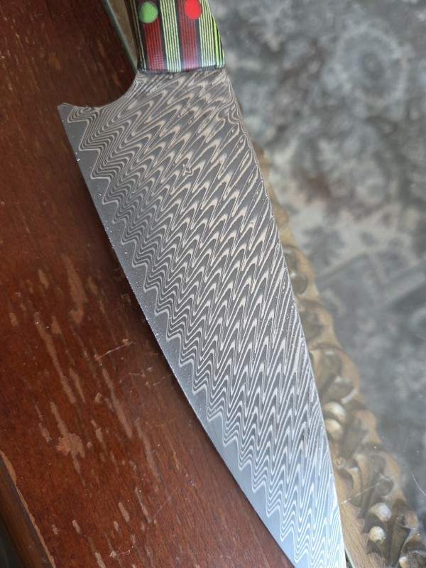 8" Herringbone Pattern Stainless Damascus Clad VG10 Chef's Knife With Carbon... gallery