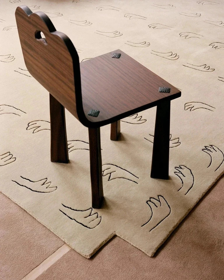 Hand-Tufted Wool Rug 9x12 ft - Nordic Knots Beige Design Handmade Area Rug gallery