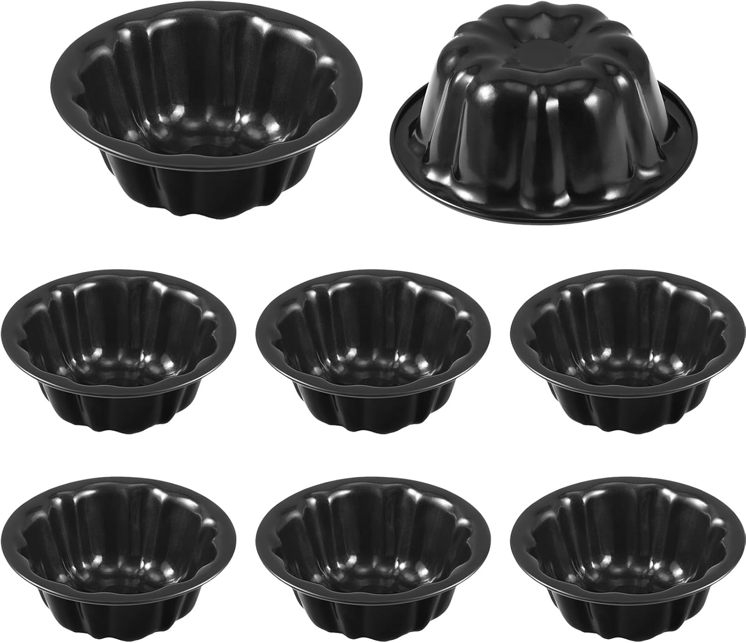 8 Pcs 4 Inches Fluted Mini Cake Pan Nonstick Fluted Cake Pan Carbon Steel Tube gallery