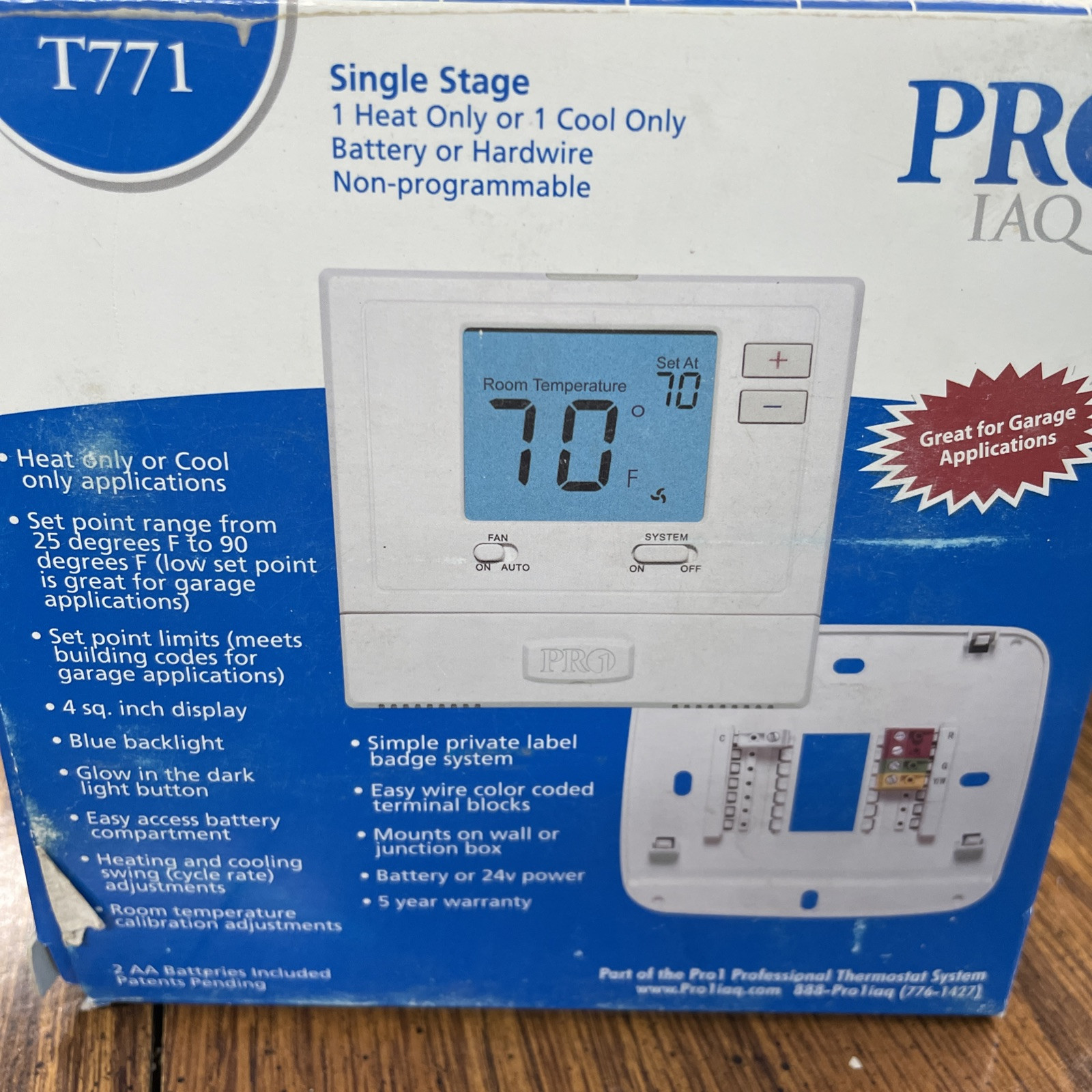 PRO1 IAQ T701 Digital Non-Programmable Thermostat, Single Stage, 1 Heat - 1 Cool gallery