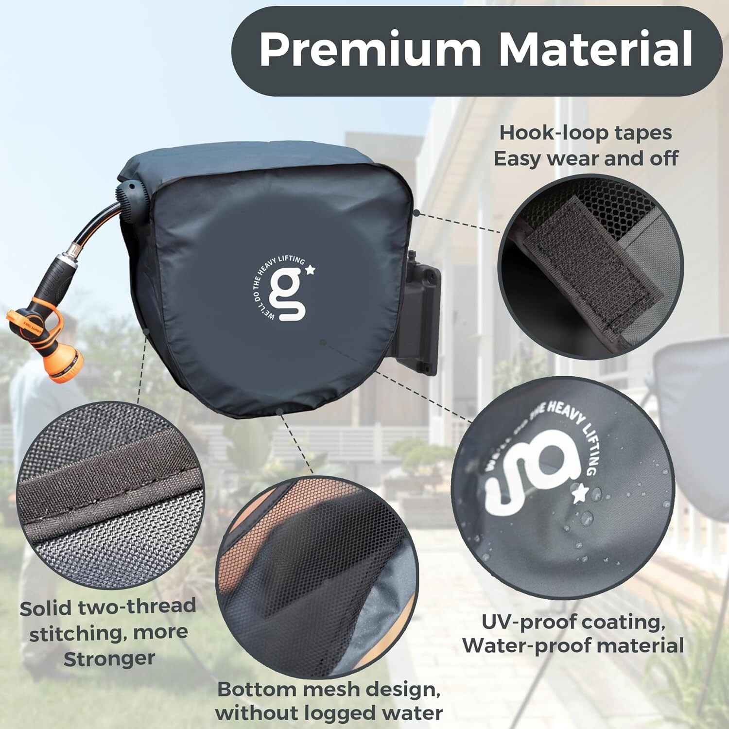 Giraffe Tools Retractable Garden Water Hose Reel Cover UV Resistant, Anti-Fading gallery