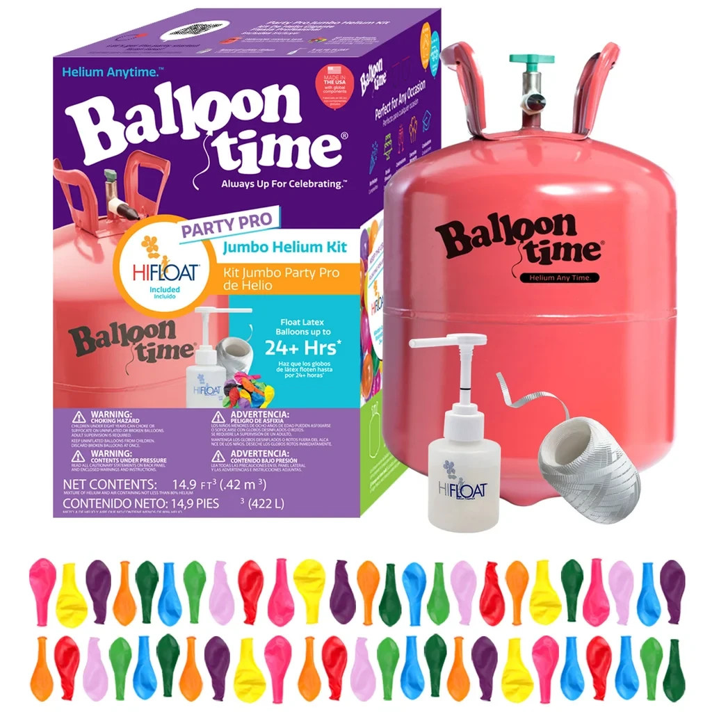 Balloon Time Jumbo Helium Tank Kit with HI-FLOAT -FAST SHIPPING gallery