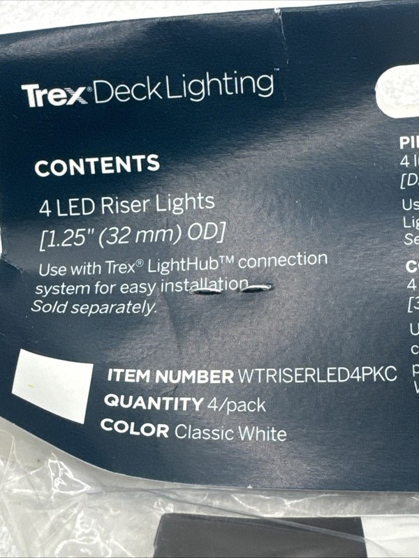 Trex Deck Lighting LED Stair Riser Lights 4-pack Classic White WTRISERLED4PCK gallery